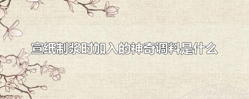 宣纸制浆时加入的神奇调料是什么