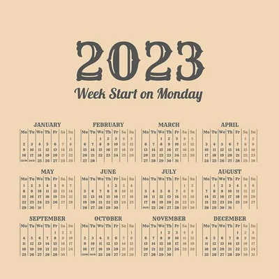 2023年日历表完整图,周数看过来!