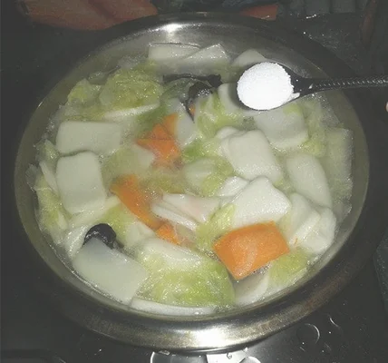 白菜年糕南瓜汤的做法步骤7