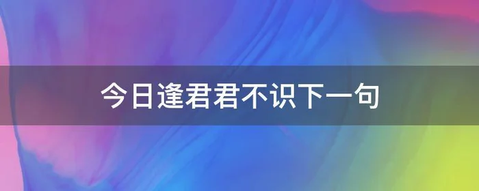 今日逢君君不识下一句