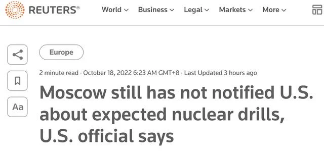 美官员：预计俄很快将进行核演习(普京观看
