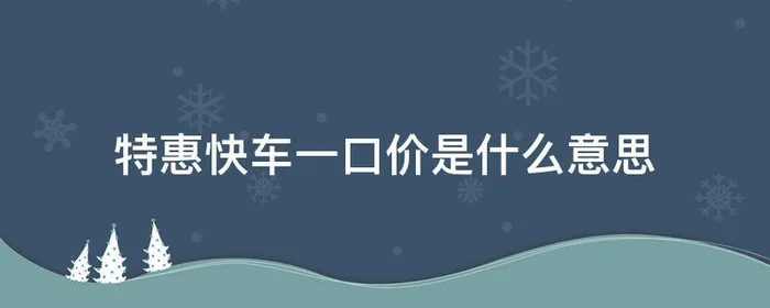 特惠快车一口价是什么意思,滴滴特惠快车