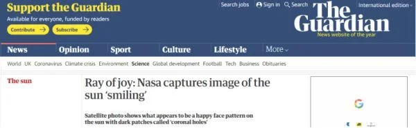 NASA捕捉太阳的微笑(这也许是个坏消息)