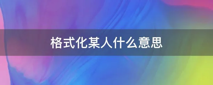 格式化某人什么意思,形容一个人格式化是什么意思