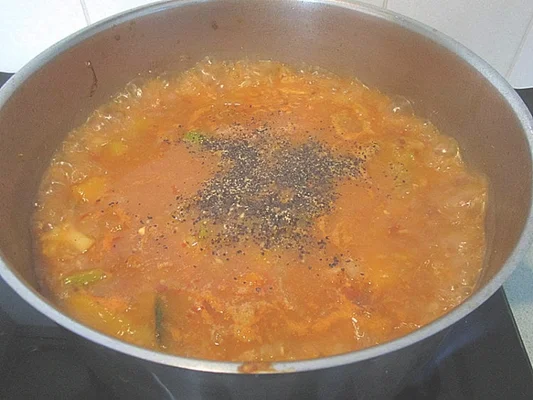 泡菜味噌南瓜汤的做法步骤10