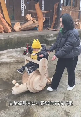 木匠爸爸给2岁宝宝做蜗牛车(作品获央视点赞表扬)