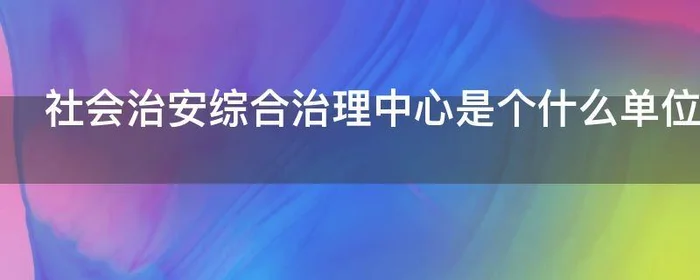 社会治安综合治理中心是个什么单位,社会