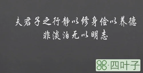 夫君子之行静以修身俭以养德非淡泊无以明